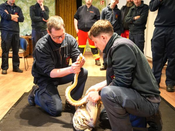 Feuerwehr Herne trainiert im Tierpark + Fossilium Bochum den Umgang mit exotischen Tieren